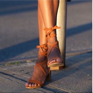 Topshop Nomad Suede Lace Up Heeled Sandals